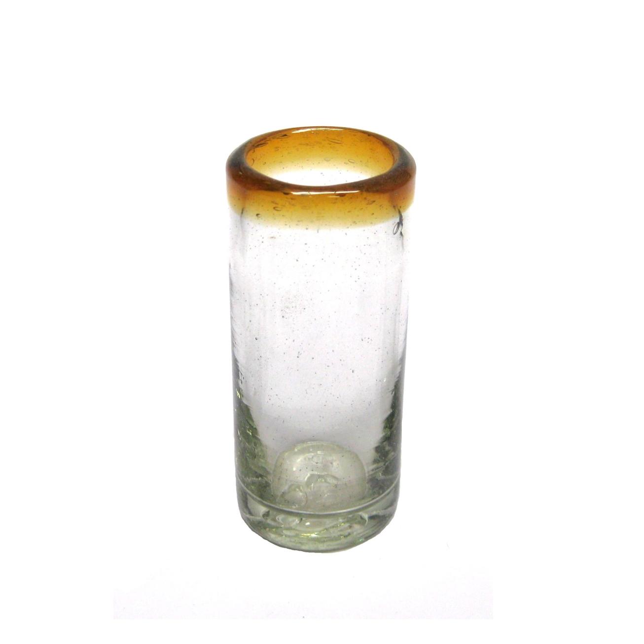 MEXICAN GLASSWARE / Amber Rim 2 oz Tequila Shot Glasses (set of 6) / These shot glasses bordered in amber color are perfect for sipping your favourite tequila or any other liquor.